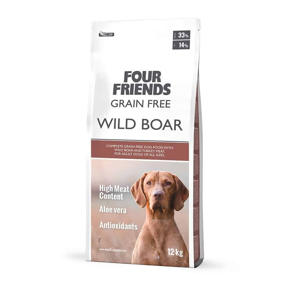 FourFriends Wild Boar Grain Free bezgraudu sausā barība alerģiskiem suņiem ar mežacūkas gaļu un tītara gaļu, 12 kg цена и информация | Sausā barība suņiem | 220.lv