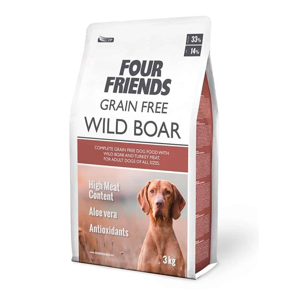 FourFriends Wild Boar Grain Free bezgraudu sausā barība alerģiskiem suņiem ar mežacūkas gaļu un tītara gaļu, 3 kg цена и информация | Sausā barība suņiem | 220.lv