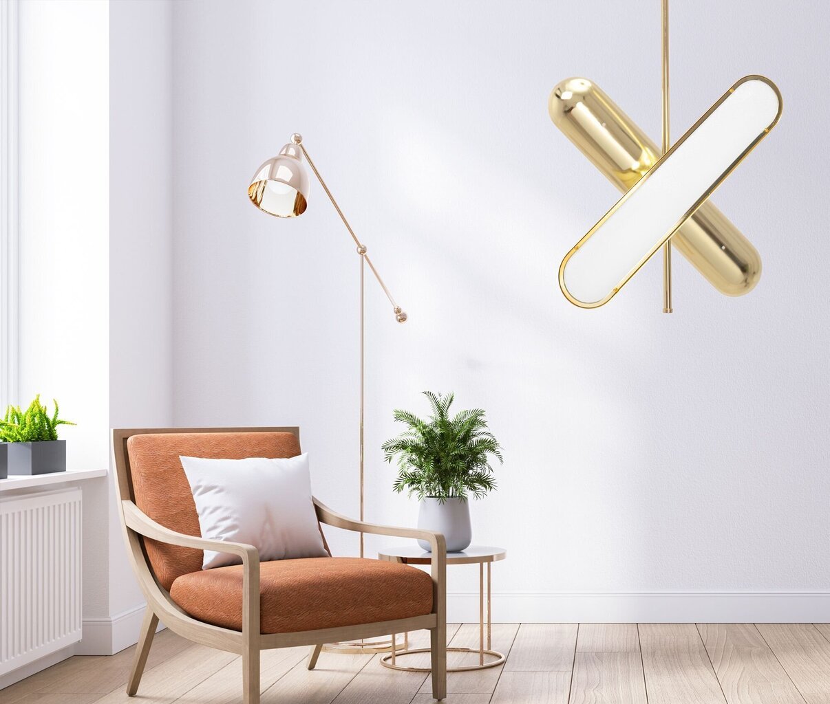 Piekaramā LED lampa X-Shape, Gold cena un informācija | Lustras | 220.lv