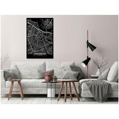 Glezna - Dark Map of Amsterdam (1 Part) Vertical cena un informācija | Gleznas | 220.lv