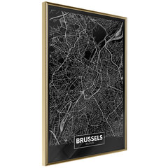 Plakāts - City Map: Brussels (Dark) cena un informācija | Gleznas | 220.lv