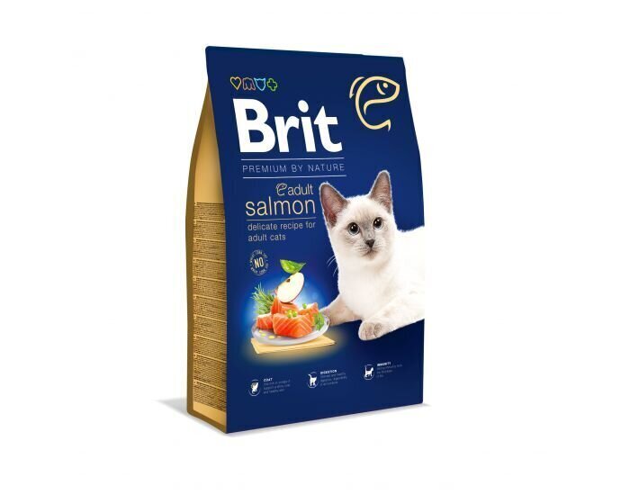 Brit Premium By Nature Cat Salmon Kaķiem, Ar Lasi, 8 Kg цена и информация | Sausā barība kaķiem | 220.lv
