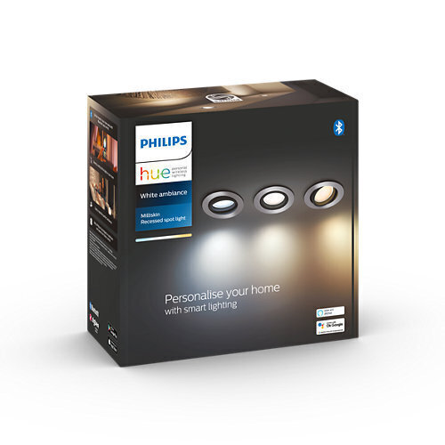 Philips Hue iebūvējams gaismeklis Milliskin, 3 gab. cena un informācija | Iebūvējamās lampas, LED paneļi | 220.lv