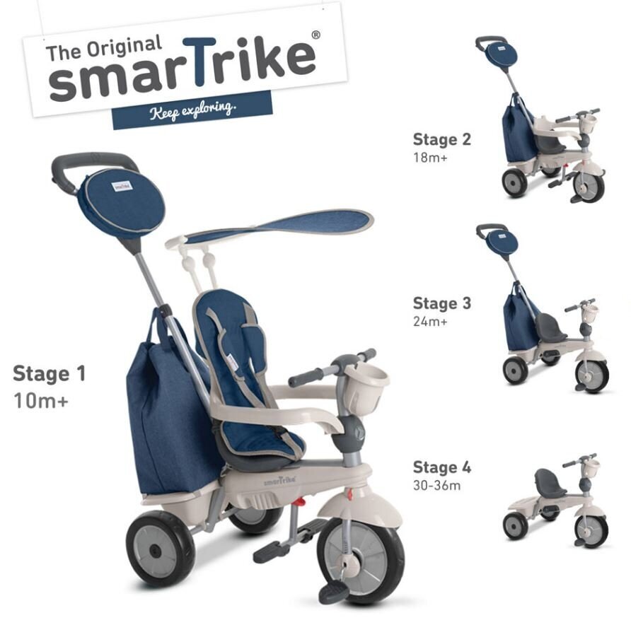 Daudzfunkcionāls trīsritenis smarTrike Voyage, zils цена и информация | Trīsriteņi | 220.lv