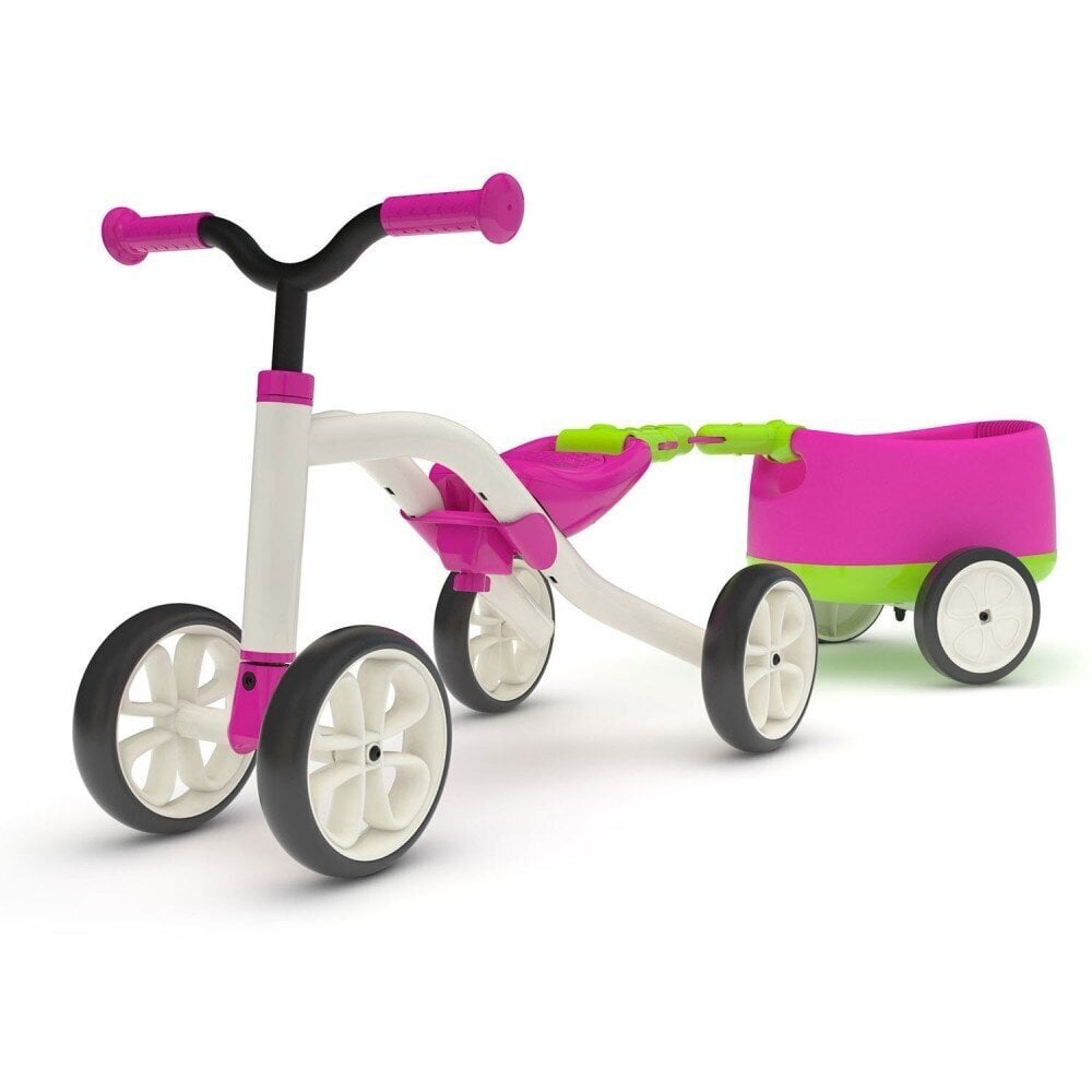 Balansa velosipēds Chillafish Quadie ar piekabi Junior, rozā/dzeltens cena un informācija | Balansa velosipēdi | 220.lv