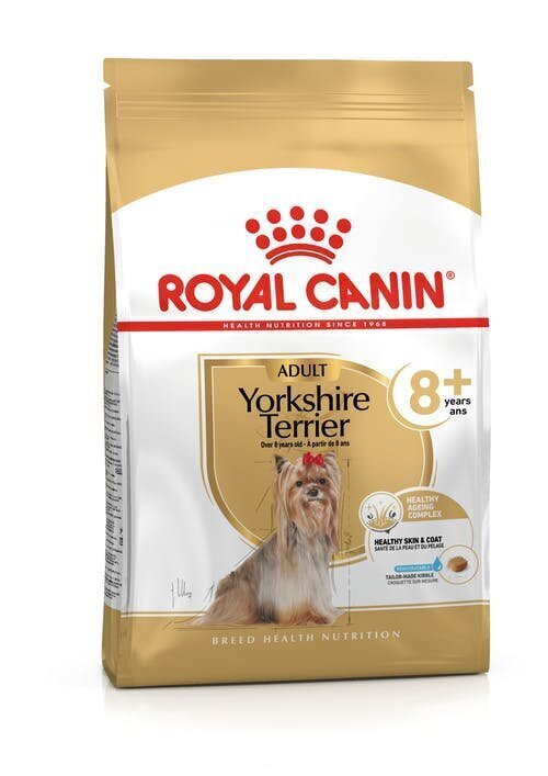 Royal Canin pieauguši Jorkšīras terjeri Yorkshire Terrier 8+, 1,5 kg cena un informācija | Sausā barība suņiem | 220.lv