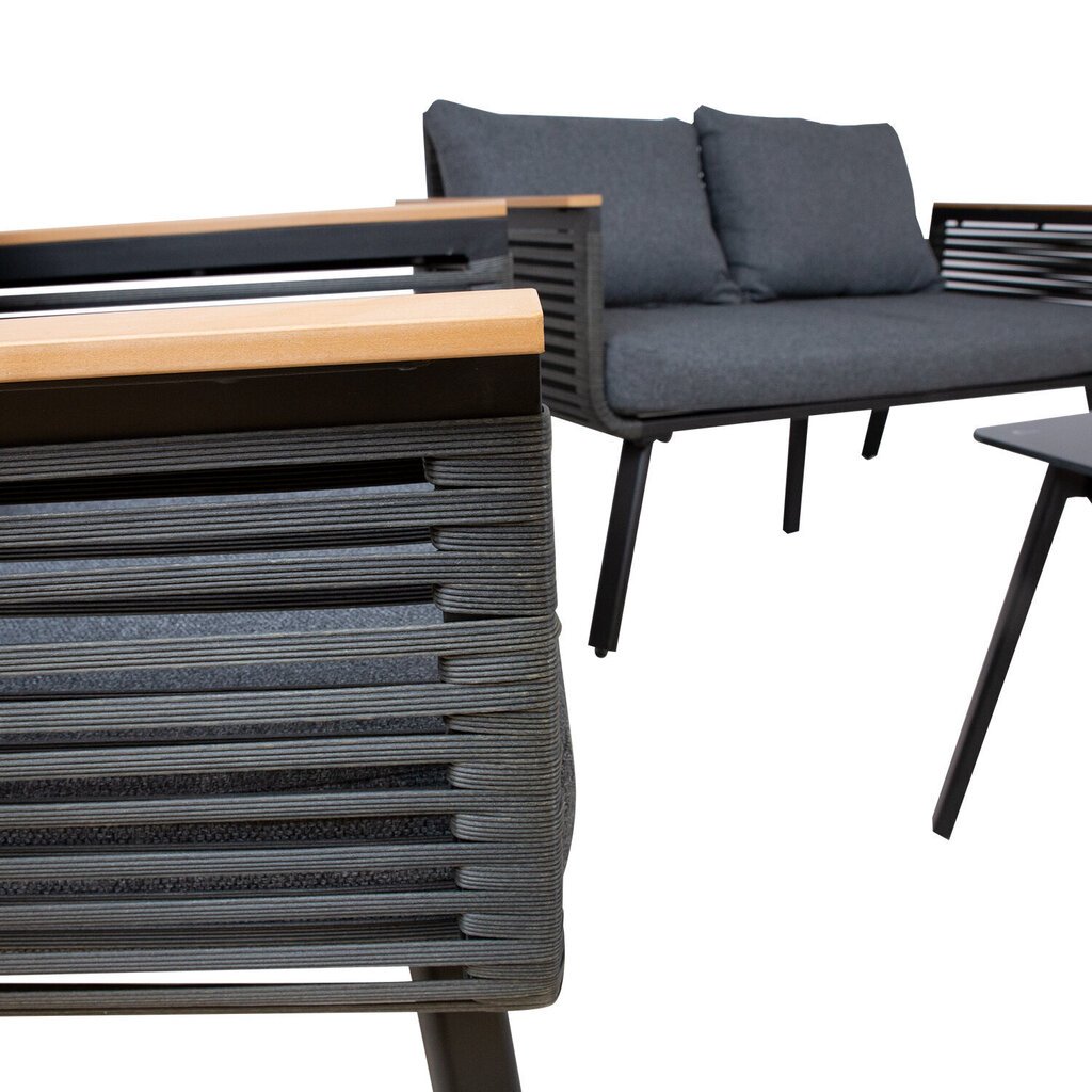 Dārza mēbeļu komplekts MALAGA galds, dīvāns un 2 krēsli, melns цена и информация | Dārza mēbeļu komplekti | 220.lv
