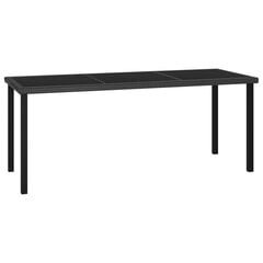 vidaXL dārza galds, 180x70x73 cm, melna PE rotangpalma cena un informācija | Dārza galdi | 220.lv