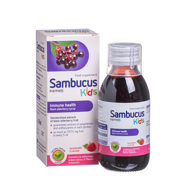 Sīrups bērniem, Sambucus Kids Pamex, 120 ml cena un informācija | Vitamīni, preparāti, uztura bagātinātāji labsajūtai | 220.lv