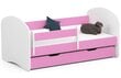 Gulta ar matraci, gultas veļas kasti un noņemams aizsargs NORE Smile, 140x70 cm, rozā/balta цена и информация | Bērnu gultas | 220.lv