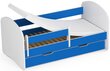 Gulta ar matraci, gultas veļas kasti un noņemams aizsargs NORE Smile, 140x70 cm, balta/zila cena un informācija | Bērnu gultas | 220.lv