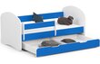 Gulta ar matraci, gultas veļas kasti un noņemams aizsargs NORE Smile, 140x70 cm, balta/zila цена и информация | Bērnu gultas | 220.lv
