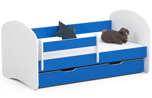 Кровать с матрасом, ящиком для постельного белья и съемной защитой NORE Smile, 140x70 см, белый/синий цена и информация | Детские кровати | 220.lv