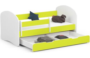 Gulta ar matraci, gultas veļas kasti un noņemams aizsargs NORE Smile, 140x70 cm, balta/zaļa цена и информация | Детские кровати | 220.lv