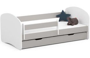 Gulta ar matraci, gultas veļas kasti un noņemamu aizsargu NORE Smile, 160x80 cm, balta/pelēka cena un informācija | Bērnu gultas | 220.lv