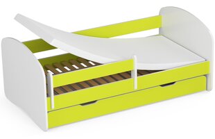 Кровать с матрасом, ящиком для постельного белья и съемной защитой NORE Smile, 160x80 см, белый/зеленый цена и информация | Детские кровати | 220.lv