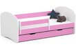 Gulta ar matraci, gultas veļas kasti un noņemamu aizsargu NORE Smile, 160x80 cm, balta/rozā cena un informācija | Bērnu gultas | 220.lv