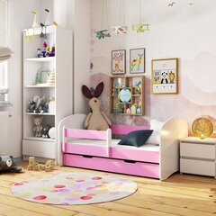 Кровать с матрасом, ящиком для постельного белья и съемной защитой для NORE Smile, 160x80 см, белый/розовый цена и информация | Детские кровати | 220.lv
