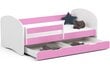 Gulta ar matraci, gultas veļas kasti un noņemamu aizsargu NORE Smile, 160x80 cm, balta/rozā cena un informācija | Bērnu gultas | 220.lv