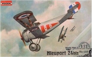 Līmējams modelis Roden 059 Nieuport 24bis 1/72 cena un informācija | Līmējamie modeļi | 220.lv