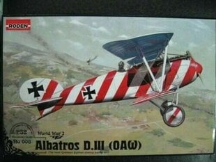 Līmējams modelis Roden 608 Albatros D.III OAW 1/32 cena un informācija | Līmējamie modeļi | 220.lv