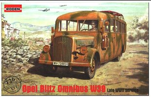 Склеиваемая модель Roden 726 Opel Blitz Omnibus W39 конца Второй мировой войны 1/72 цена и информация | Склеиваемые модели | 220.lv