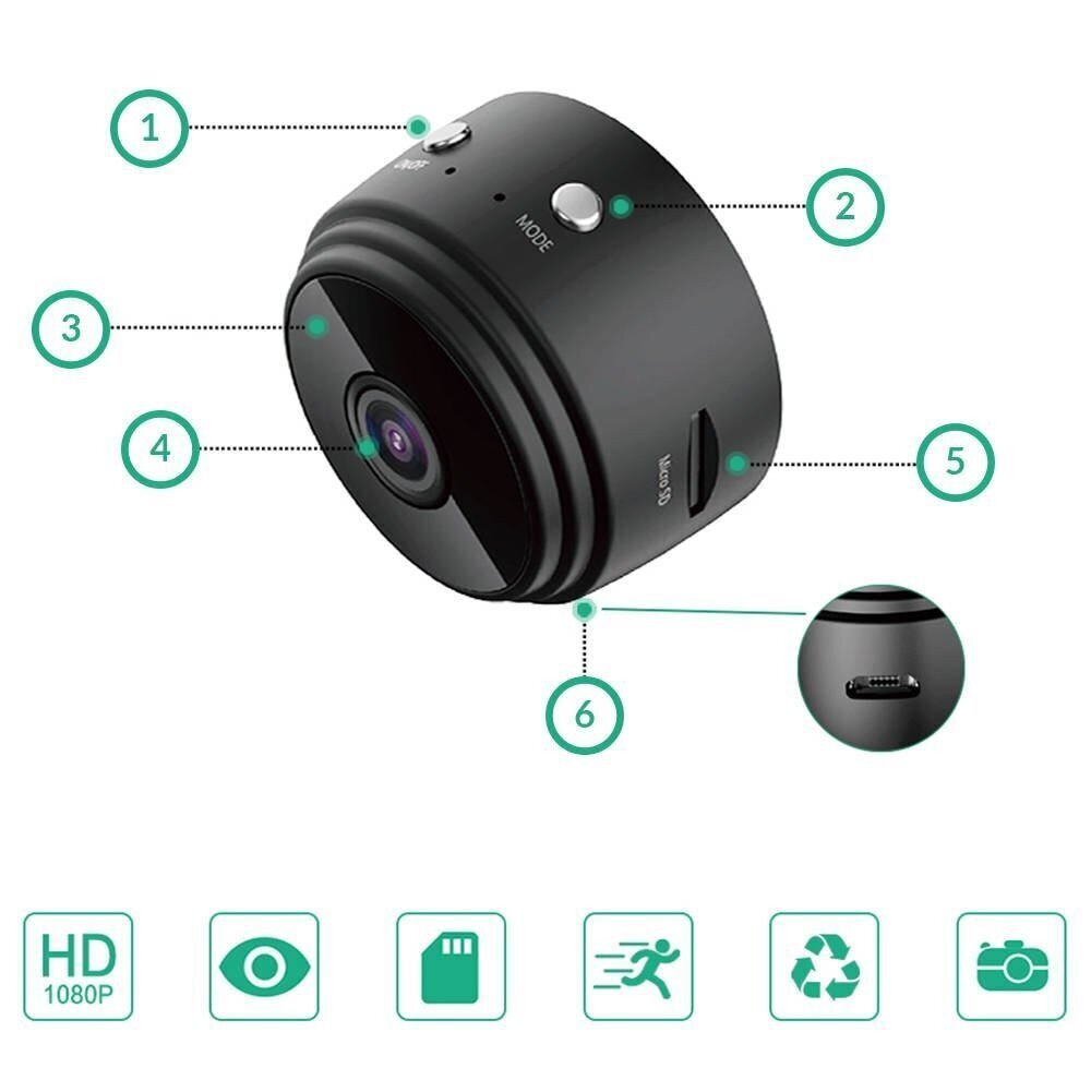 Mini bezvadu videonovērošanas kamera Wifi cena un informācija | Novērošanas kameras | 220.lv