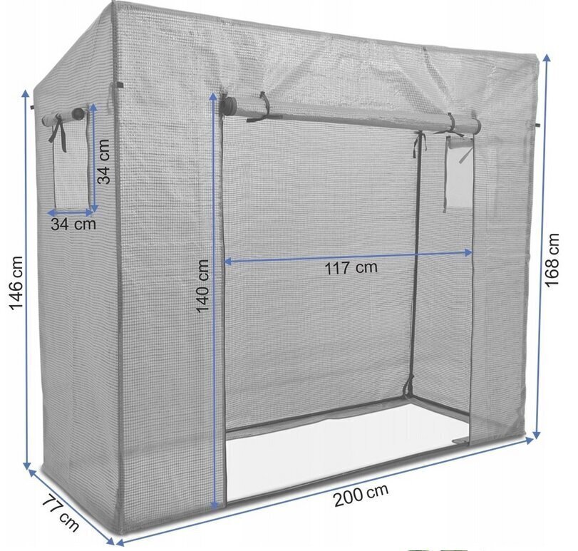 Siltumnīca tomātiem, 200x77x168/146 cm, balta cena un informācija | Siltumnīcas | 220.lv