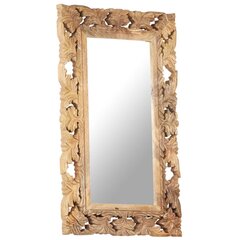 vidaXL spogulis, brūns, 80x50 cm, ar kokgriezumiem, mango masīvkoks цена и информация | Зеркала | 220.lv