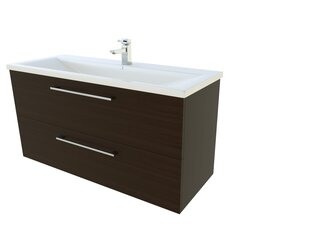 Шкафчик для ванной с раковиной Scandic 101 см, чёрный цена и информация | Шкафчики для ванной | 220.lv