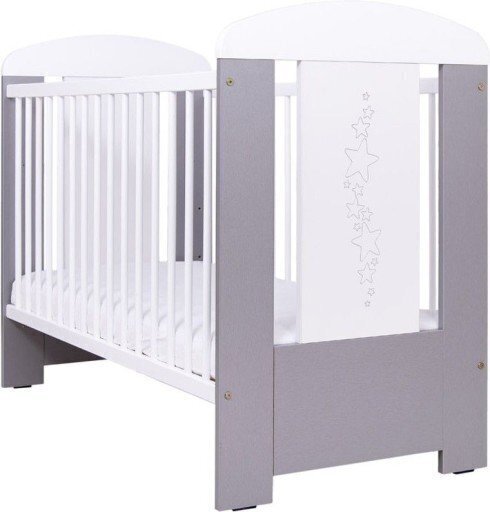 Bērnu gultiņa Drewex Stars, 60x120 cm, balta/sudrabainas krāsas cena |  220.lv