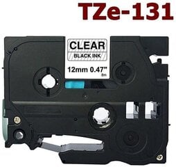 Brother TZe-131 TZe131 analog Label Maker Tape Dore 12mm x 8m Black On Clear (10pcs.) cena un informācija | Piederumi printerim | 220.lv