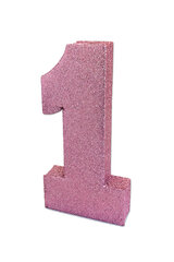 Galda dekorācija "1" rozā spīdīgs (20 cm) cena un informācija | Svētku dekorācijas | 220.lv