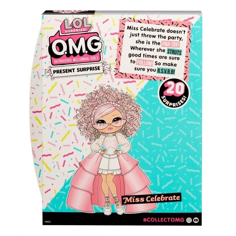 Lelle L.O.L. Surprise OMG Birthday Doll - Miss Celebrate - Present Surprise cena un informācija | Rotaļlietas meitenēm | 220.lv