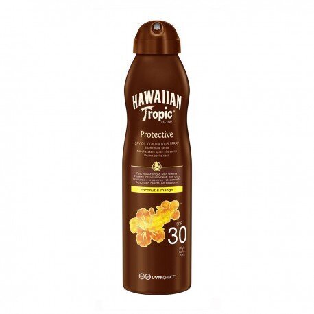 Sauļošanās sprejs Hawaiian Tropic Dry Oil Continuous Spray SPF 30 Protective (Dry Oil Continuous Spray) 180 ml cena un informācija | Sauļošanās krēmi | 220.lv