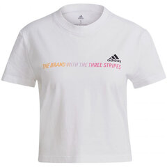 T-krekls sievietēm Adidas Gradient Logo Cropped T Shirt W GM5577, balts цена и информация | Женские футболки | 220.lv