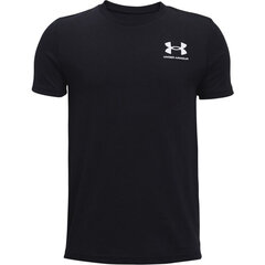 T-krekls bērniem Under Armour Y Sportstyle Left Chest SS Jr 1363280 001, melns цена и информация | Рубашки для мальчиков | 220.lv