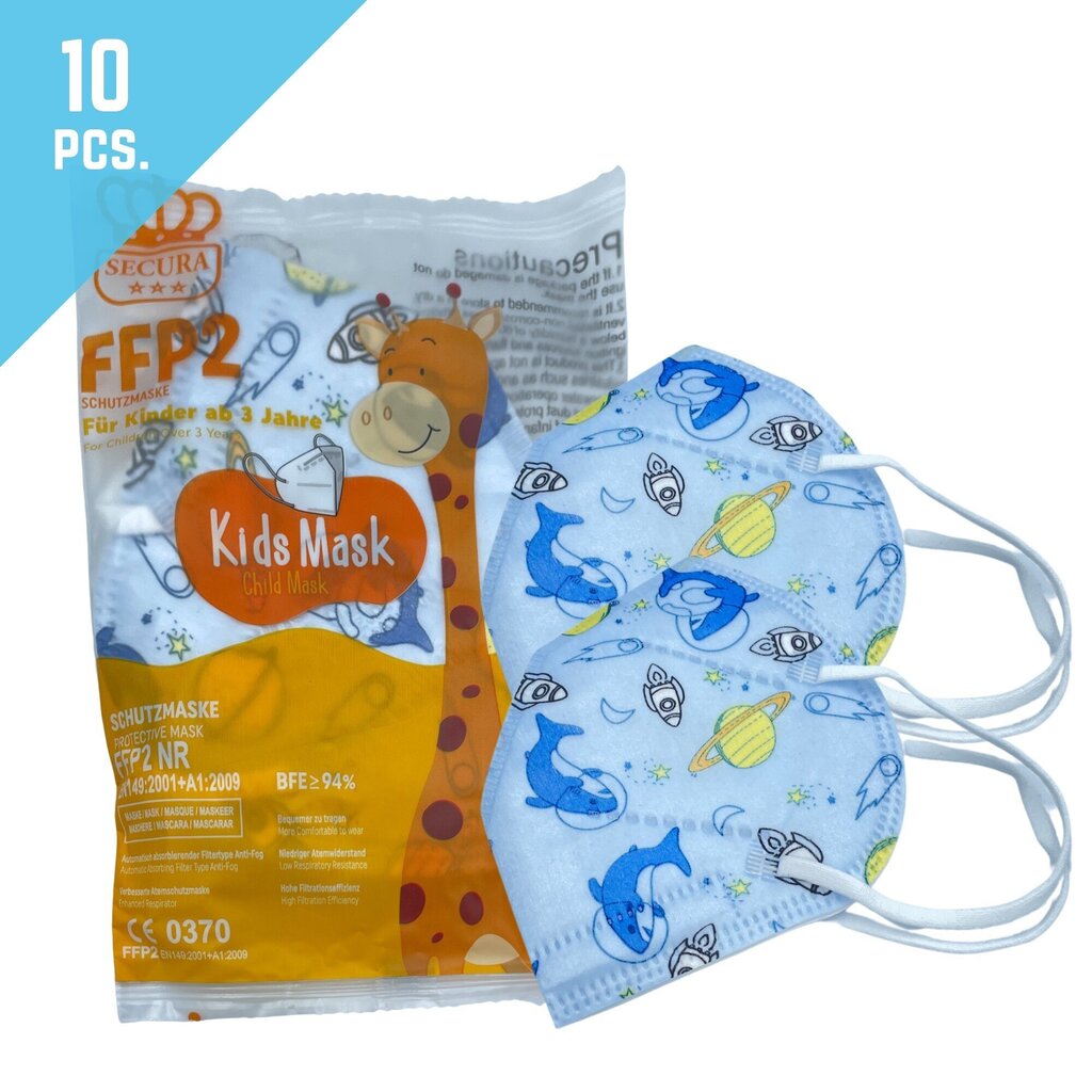 Bērnu respirators FFP2 (sejas maska), 10 gab. cena un informācija | Pirmā palīdzība | 220.lv