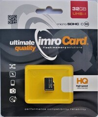 Карта памяти IMRO 10/32G UHS-I цена и информация | Карты памяти для мобильных телефонов | 220.lv