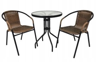 Комплект уличной мебели Coffee Round 60/2, коричневый/черный цена и информация | Комплекты уличной мебели | 220.lv
