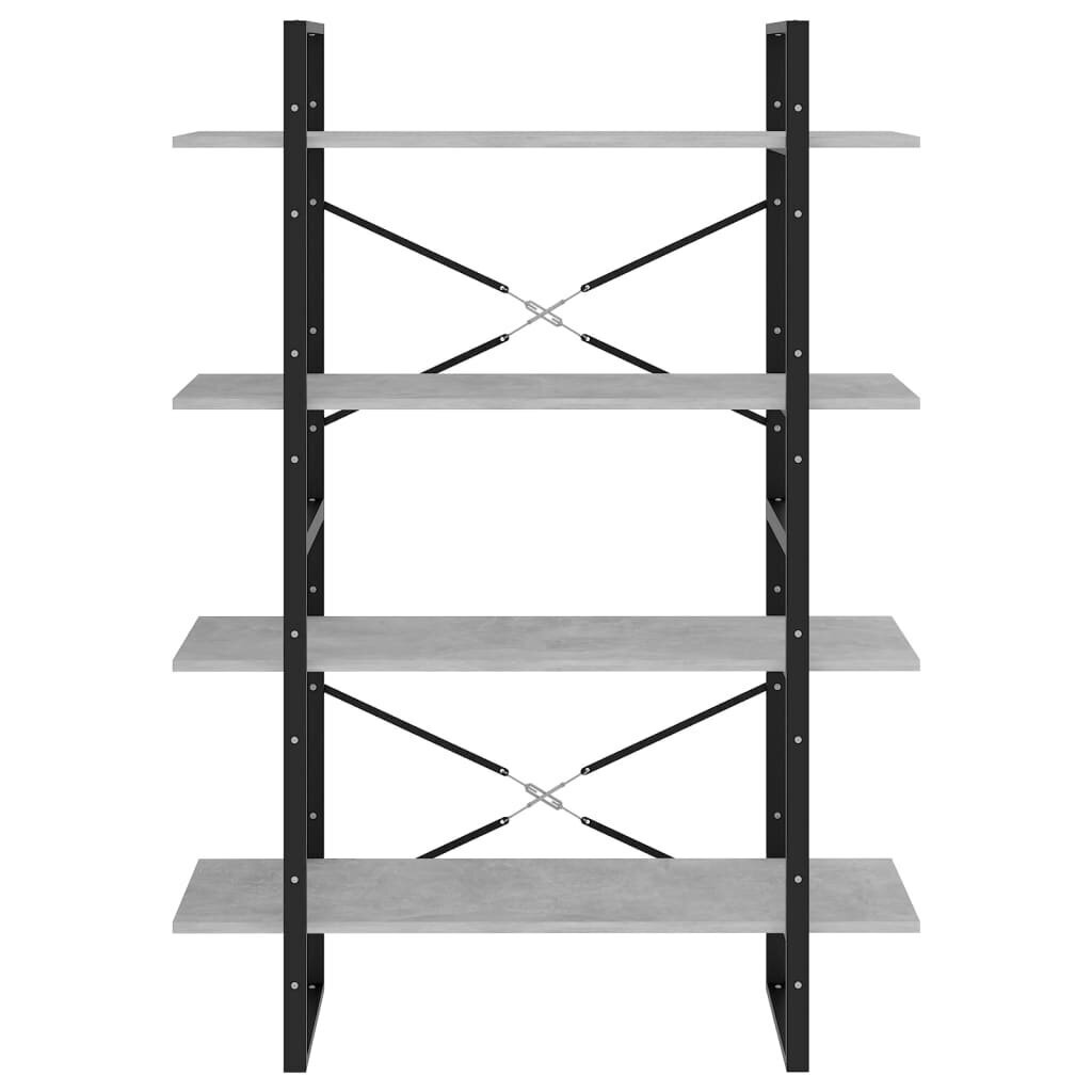 vidaXL 4-līmeņu grāmatu plaukts, pelēks, 100x30x140 cm, skaidu plāksne cena un informācija | Plaukti | 220.lv