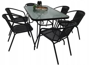 Комплект уличной мебели Cyprus Rectangle/O 120/6, черный цена и информация | Комплекты уличной мебели | 220.lv