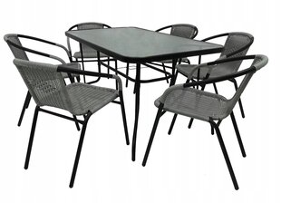 Комплект уличной мебели Cyprus Rectangle 120/6, серый/черный цена и информация | Комплекты уличной мебели | 220.lv