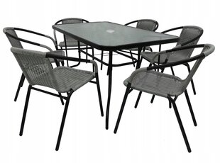 Комплект уличной мебели Cyprus Rectangle/O 140/6, серый/черный цена и информация | Комплекты уличной мебели | 220.lv