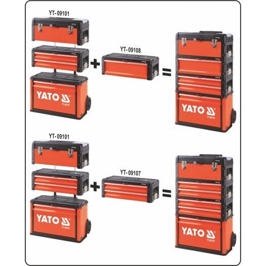 YATO instrumentu ratiņi ar 3 atvilktnēm, 52x32x72 cm цена и информация | Instrumentu kastes | 220.lv