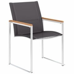 vidaXL dārza krēsli, 4 gab., tekstilēns un nerūsējošs tērauds, pelēki cena un informācija | Dārza krēsli | 220.lv