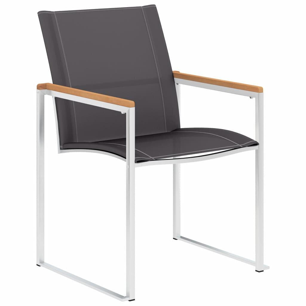 vidaXL dārza krēsli, 4 gab., tekstilēns un nerūsējošs tērauds, pelēki цена и информация | Dārza krēsli | 220.lv