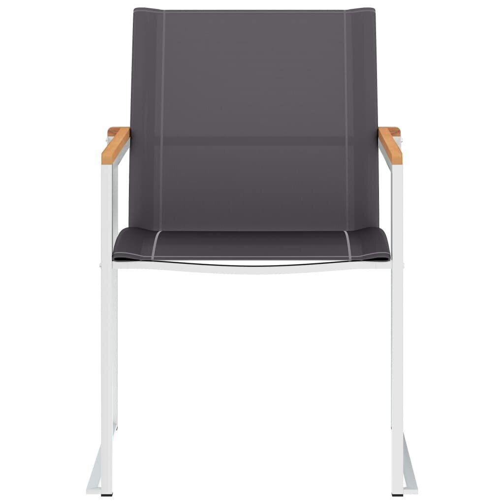 vidaXL dārza krēsli, 4 gab., tekstilēns un nerūsējošs tērauds, pelēki цена и информация | Dārza krēsli | 220.lv