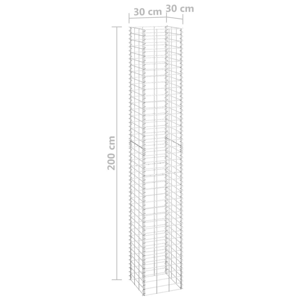 vidaXL gabioni/augstās puķu kastes, 3 gab., 30x30x200 cm, dzelzs цена и информация | Podi stādiem un pārstādīšanai | 220.lv