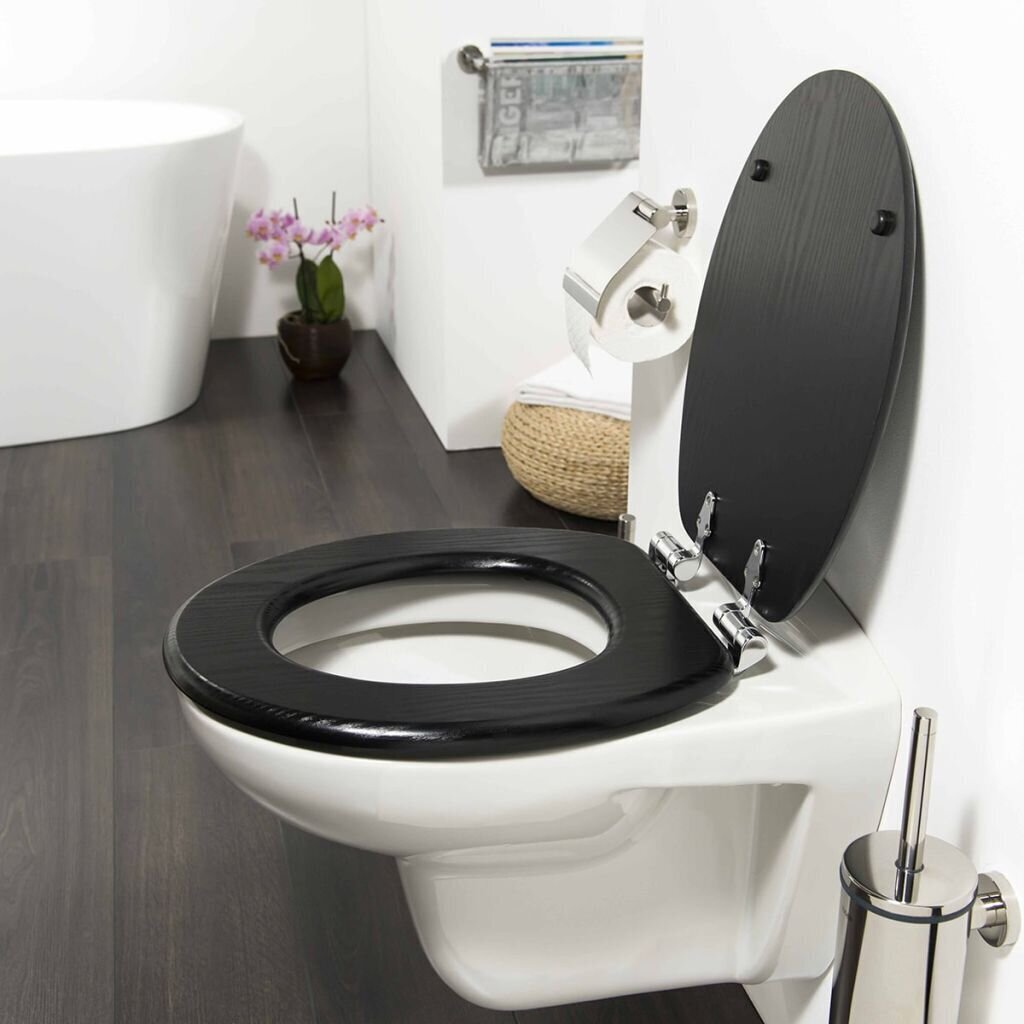 Tiger tualetes poda sēdeklis Blackwash, lēni aizverams, MDF, melns cena un informācija | Piederumi tualetes podiem un bidē | 220.lv